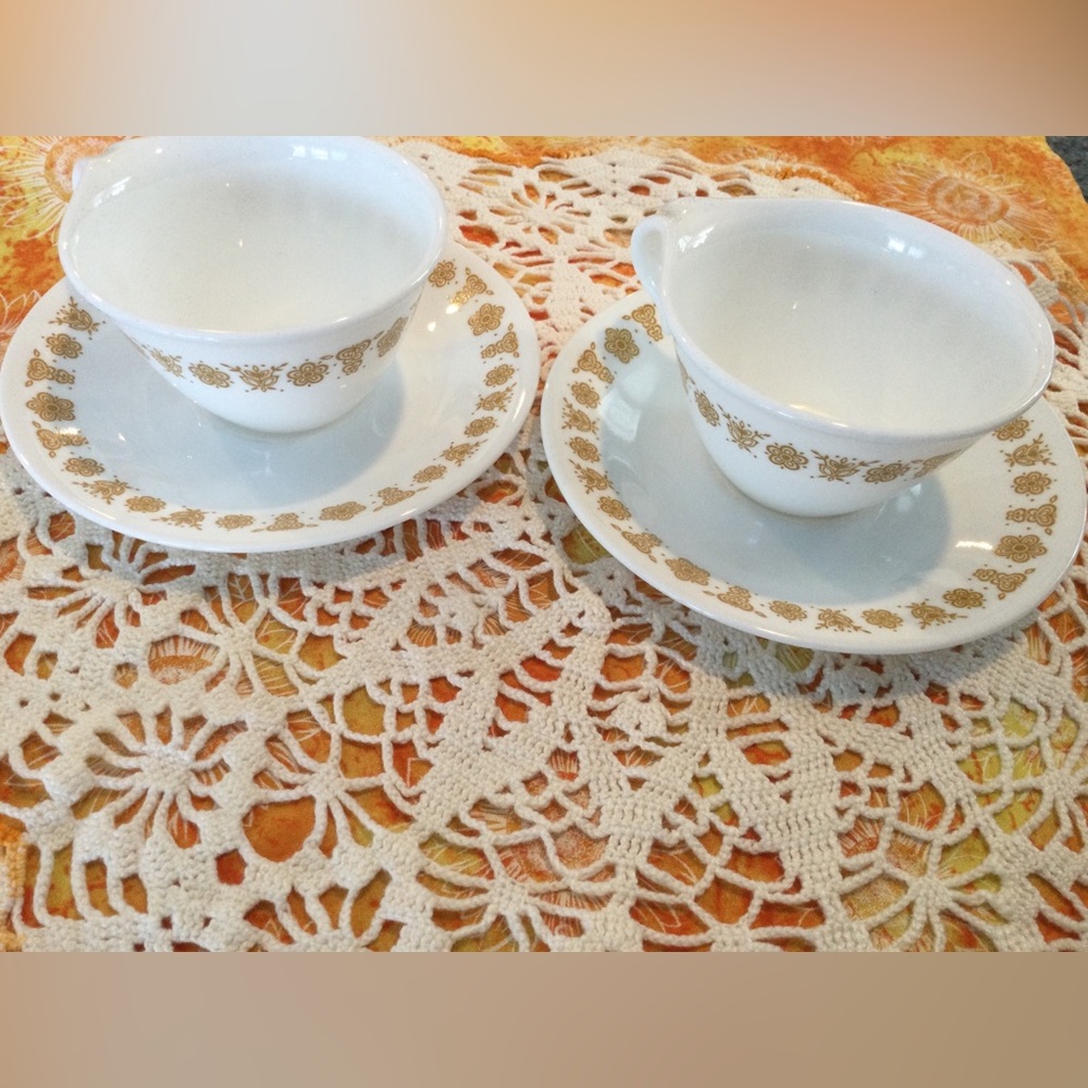 Corelle Corning Butterfly Gold cup and saucer two sets